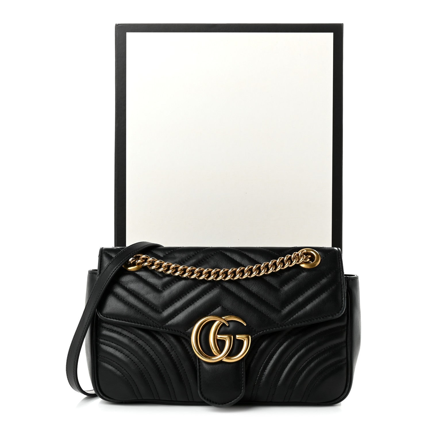 Gucci Calfskin Matelasse Small GG Marmont Shoulder Bag Black 12 of 12