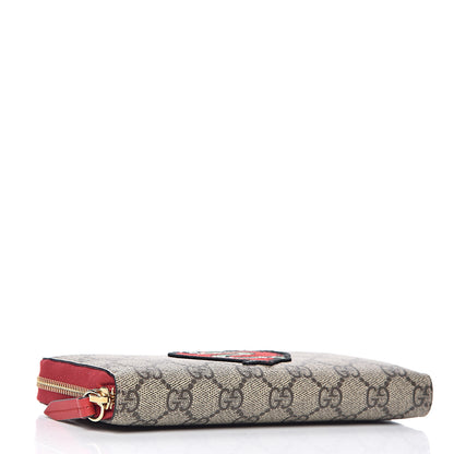 Gucci GG Supreme Monogram Kingsnake Heart Embroidered Zip Around Wallet Red 4 of 9