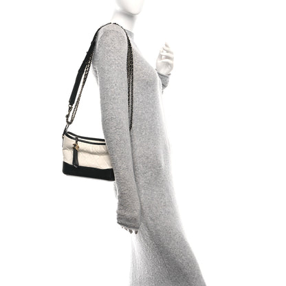 Chanel Aged Calfskin Quilted Small Gabrielle Hobo Black White 2 of 10