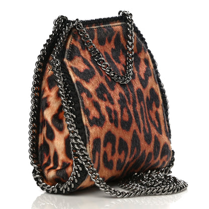 Stella McCartney Faux Calf Hair Leopard Print Mini Falabella Fold Over Tote Black 3 of 9