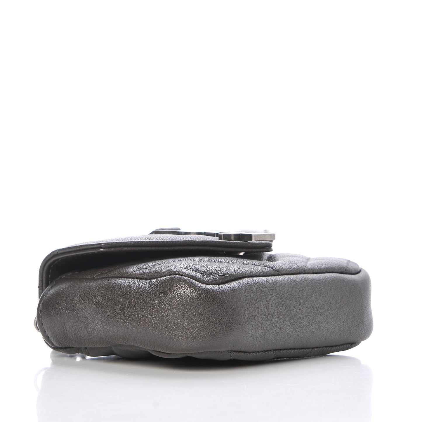 Sheepskin Matelasse Chevron Monogram Mini College Bag Dark Anthracite