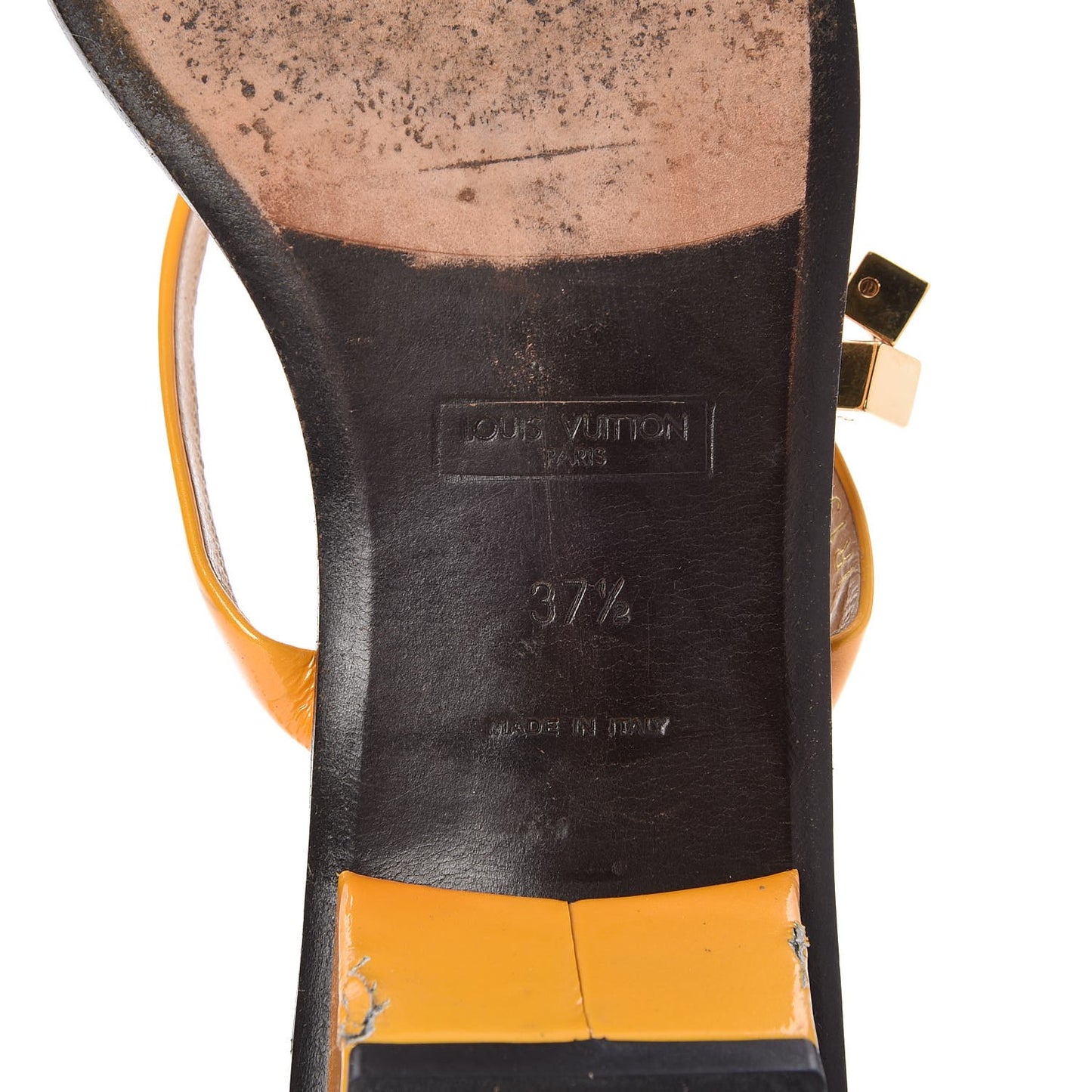 Patent Leather Bow Strappy Sandals Heels 37.5 Yellow