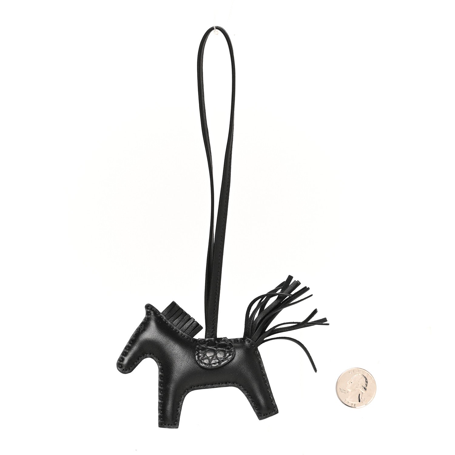 Hermes Milo Lambskin Matte Alligator Touch Grigri Rodeo Horse Bag Charm PM So Black 2 of 3