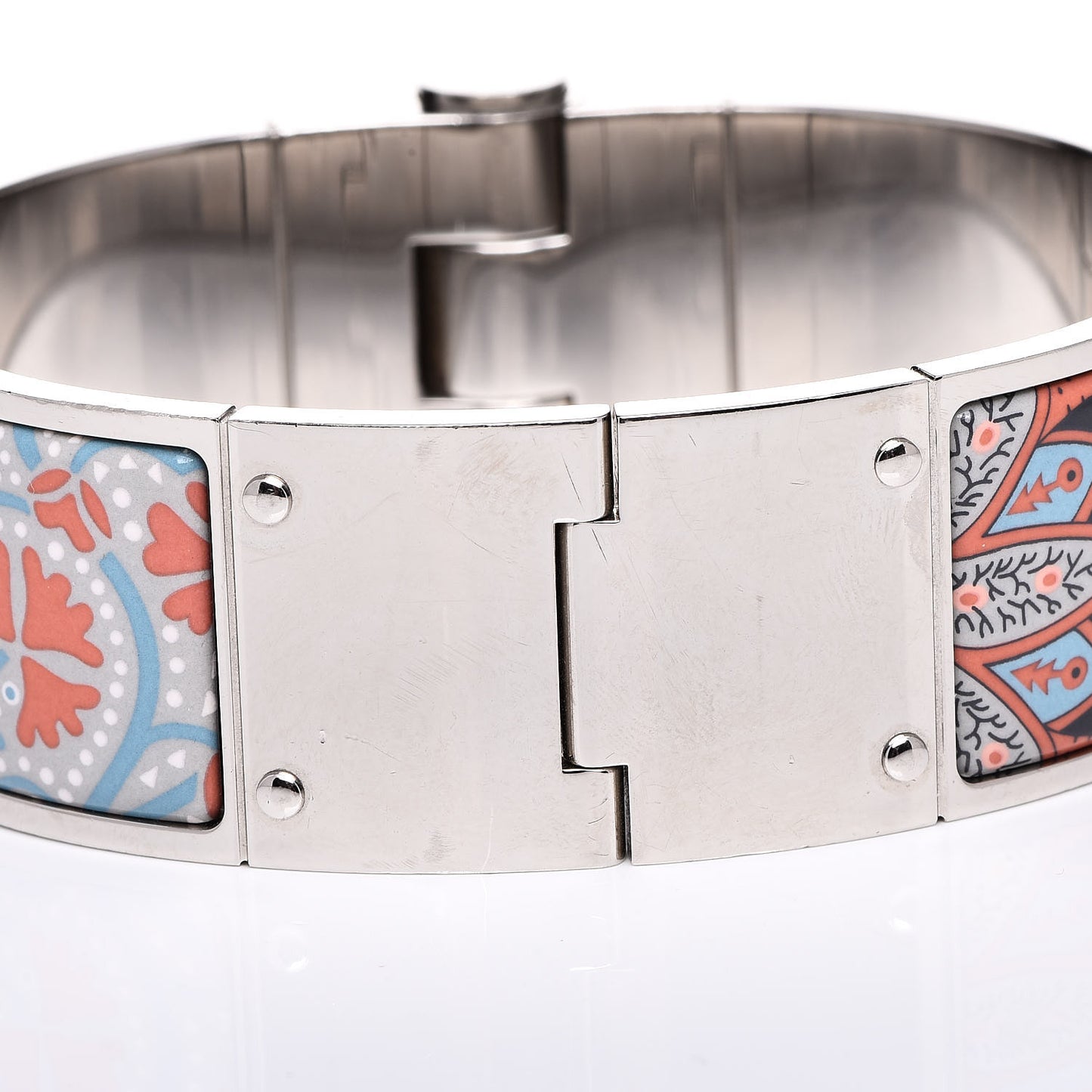 Enamel Printed Wide Cachemire Fleuri Hinged Bracelet M