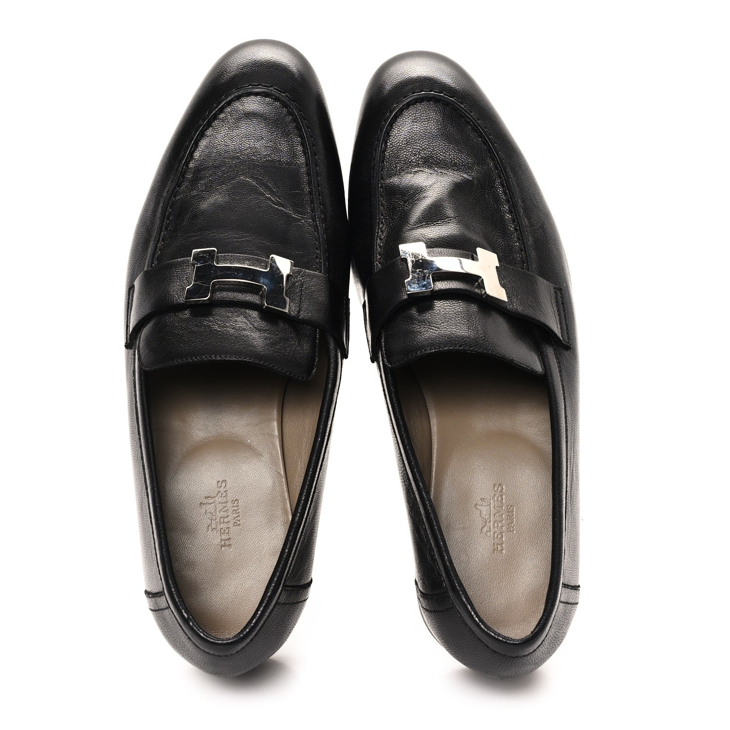 Hermes Goatskin Mens Paris Loafers 41.5 Black 2 of 10