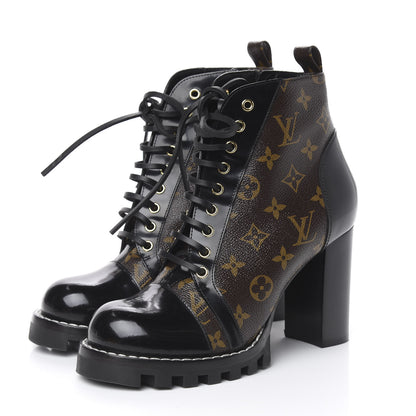 Louis Vuitton Patent Calfskin Monogram Star Trail Ankle Boots 41 Black 3 of 10
