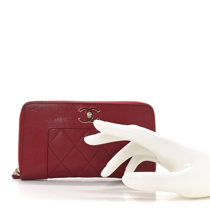 Chanel Sheepskin Quilted Medium Mademoiselle Vintage Zip Around Wallet Red 2 of 9