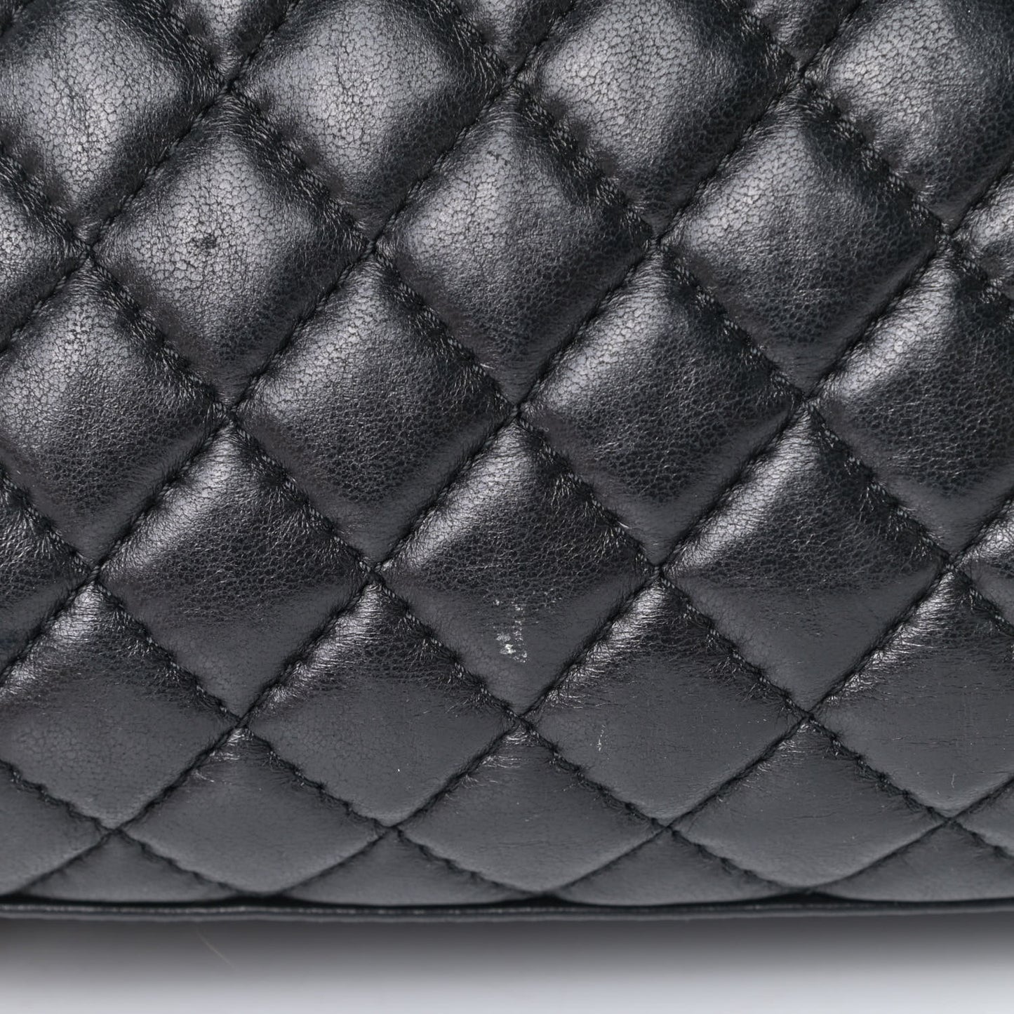 Lambskin Quilted Large Fluffy CC Shopping Tote Black