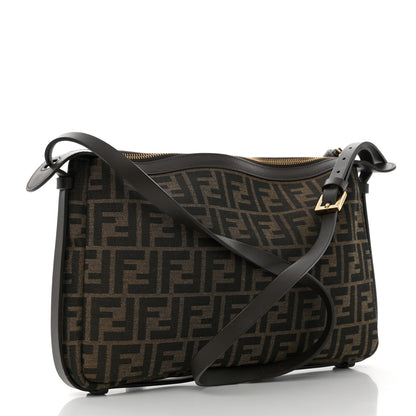 Fendi Fabric Jacquard Vitello Grace FF 1974 Medium Simply Fendi Shoulder Bag Tobacco Moro Ebano 3 of 11