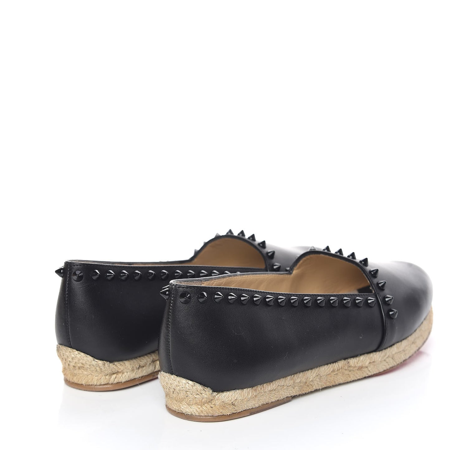 CHRISTIAN LOUBOUTIN Calfskin Spikes Ares Flat Espadrilles 38 Black