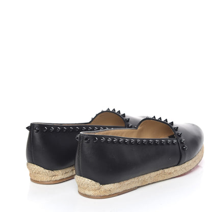 Christian Louboutin CHRISTIAN LOUBOUTIN Calfskin Spikes Ares Flat Espadrilles 38 Black 4 of 12