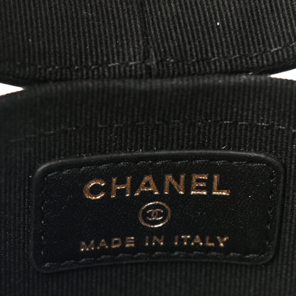 Chanel Lambskin Quilted Mini Round Vanity Case With Chain Black 7 of 14