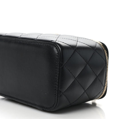 Chanel Lambskin Quilted Small Top Handle Vanity Case With Chain Black 10 of 13