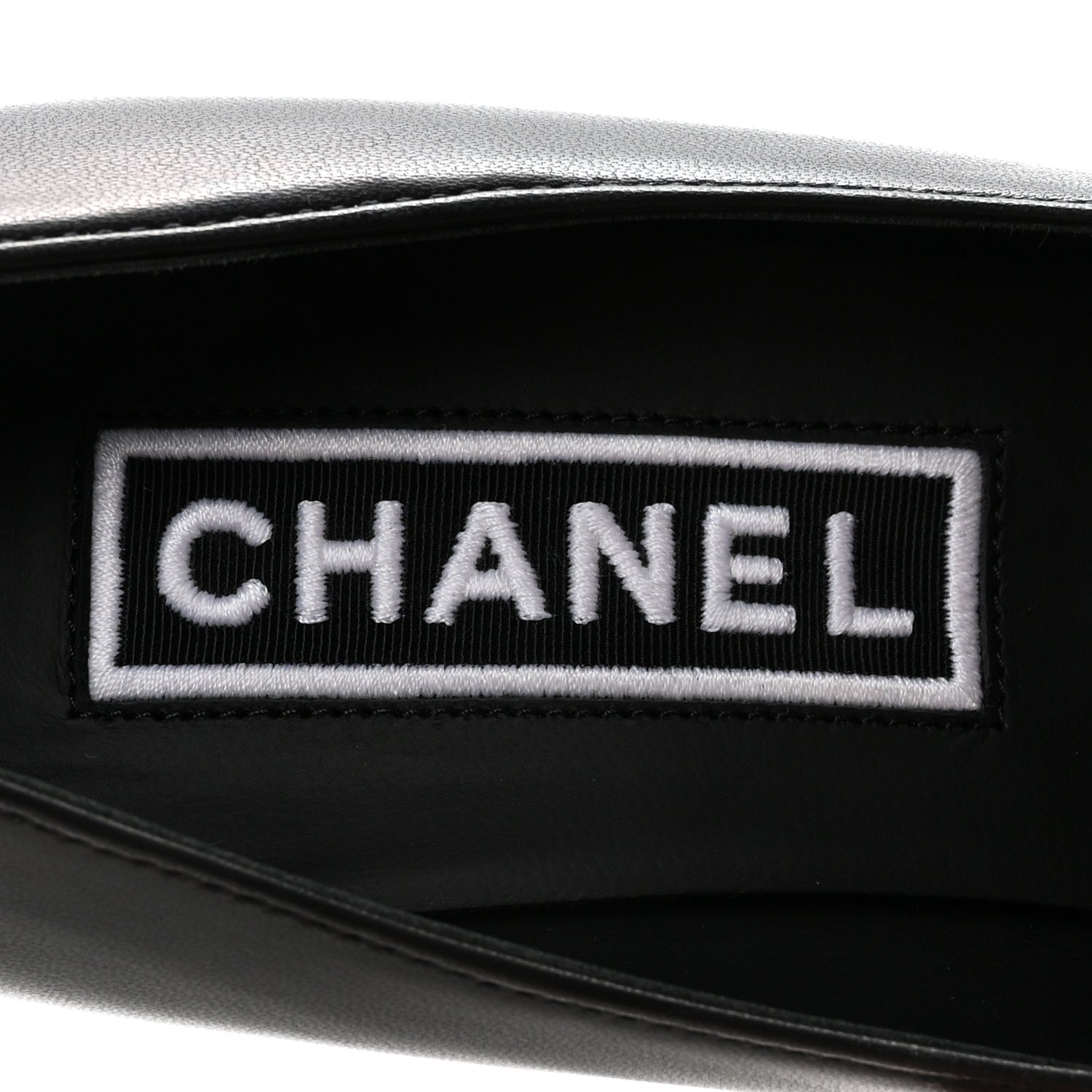 Chanel Lambskin Grosgrain Cap Toe CC Pumps 36.5 Black 8 of 9