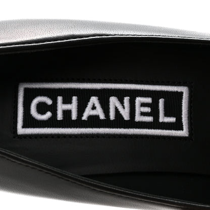Chanel Lambskin Grosgrain Cap Toe CC Pumps 36.5 Black 8 of 9