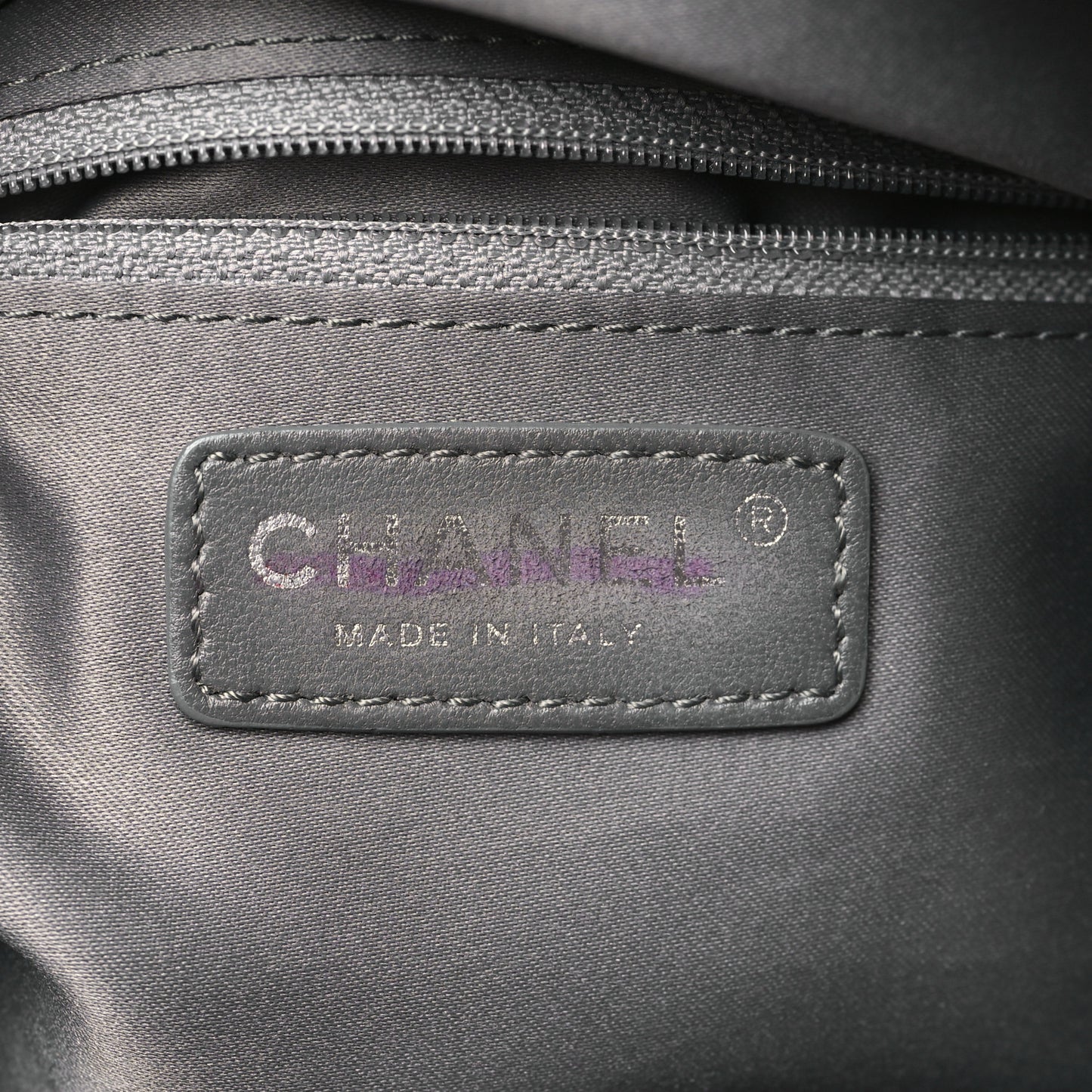 Lambskin Quilted Jumbo Grocery By Chanel Drawstring Shopping Bag Grey