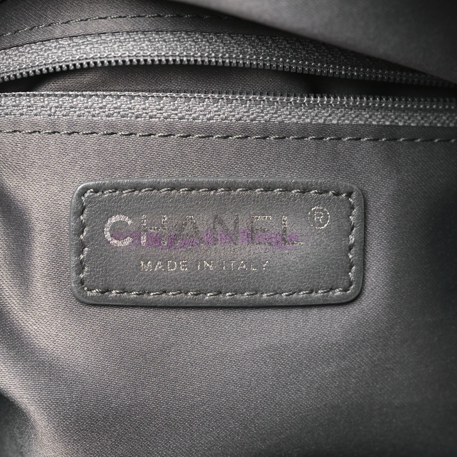 Chanel Lambskin Quilted Jumbo Grocery By Chanel Drawstring Shopping Bag Grey 7 of 10