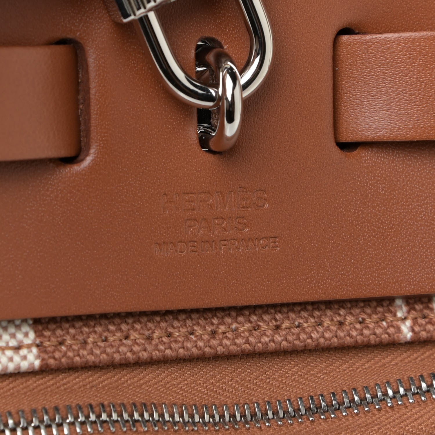 Hermes Vache Hunter Toile H Vibration Herbag Zip Retourne 31 PM Fauve Ecru Beige 6 of 13