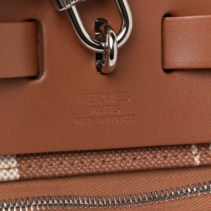 Hermes Vache Hunter Toile H Vibration Herbag Zip Retourne 31 PM Fauve Ecru Beige 6 of 13