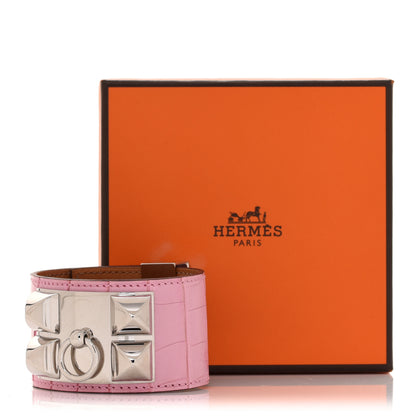 Hermes Matte Alligator Collier De Chien CDC Bracelet T3 5P Pink 6 of 6