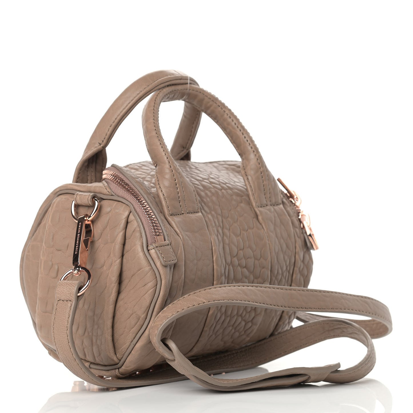 Pebbled Lambskin Mini Rockie Latte Rose Gold Hardware