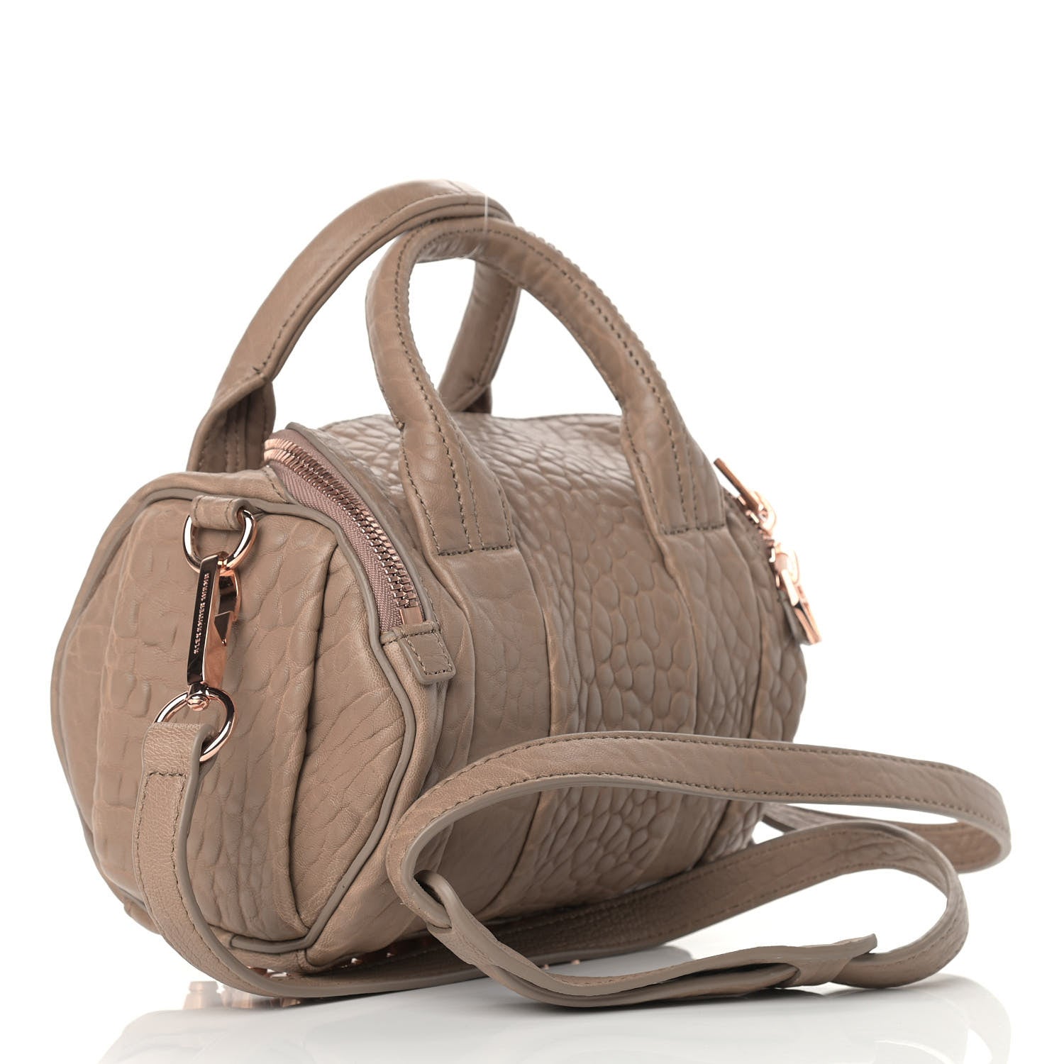 Alexander Wang Pebbled Lambskin Mini Rockie Latte Rose Gold Hardware 3 of 9