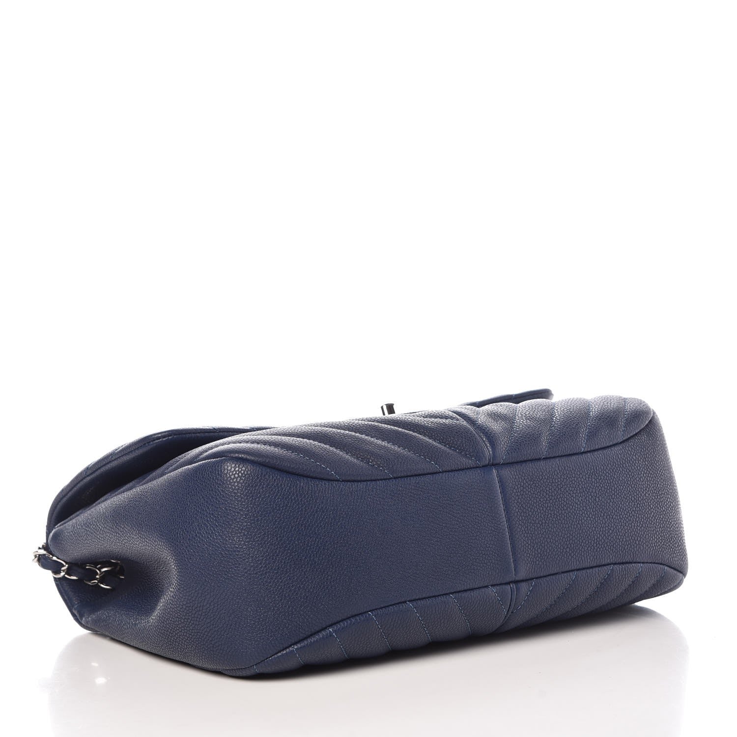 Chanel Caviar Chevron Quilted Large Puffy CC Flap Navy 4 of 8