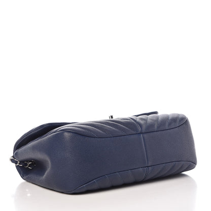 Chanel Caviar Chevron Quilted Large Puffy CC Flap Navy 4 of 8
