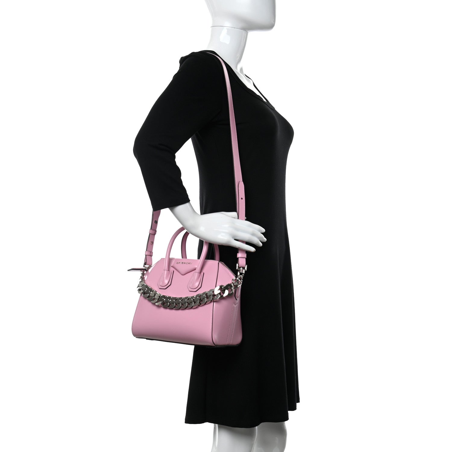Givenchy Shiny Lord Calfskin Mini Antigona With Chain Baby Pink 2 of 10