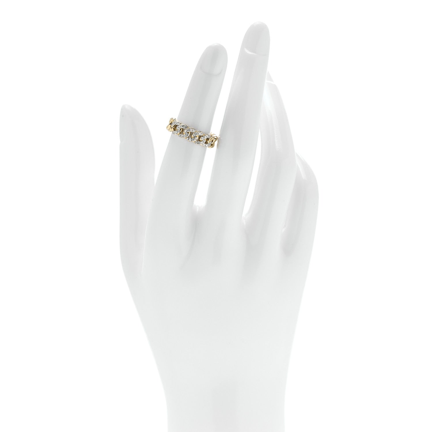 David Yurman 18K Yellow Gold Diamond 5mm Belmont Curb Link Band Ring 48 4.5 2 of 4