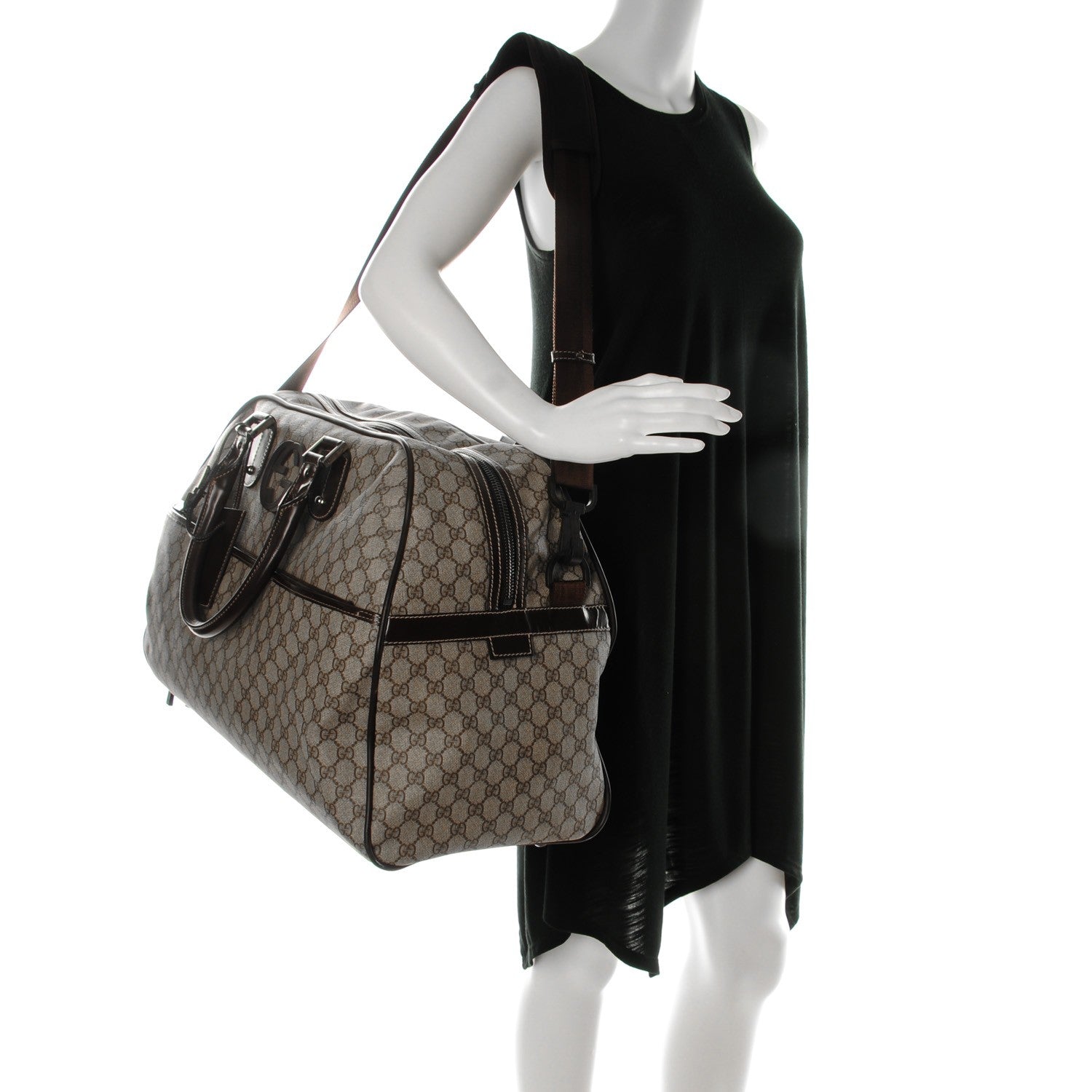 Gucci GG Supreme Monogram Interlocking G Duffle Bag Dark Brown 2 of 10