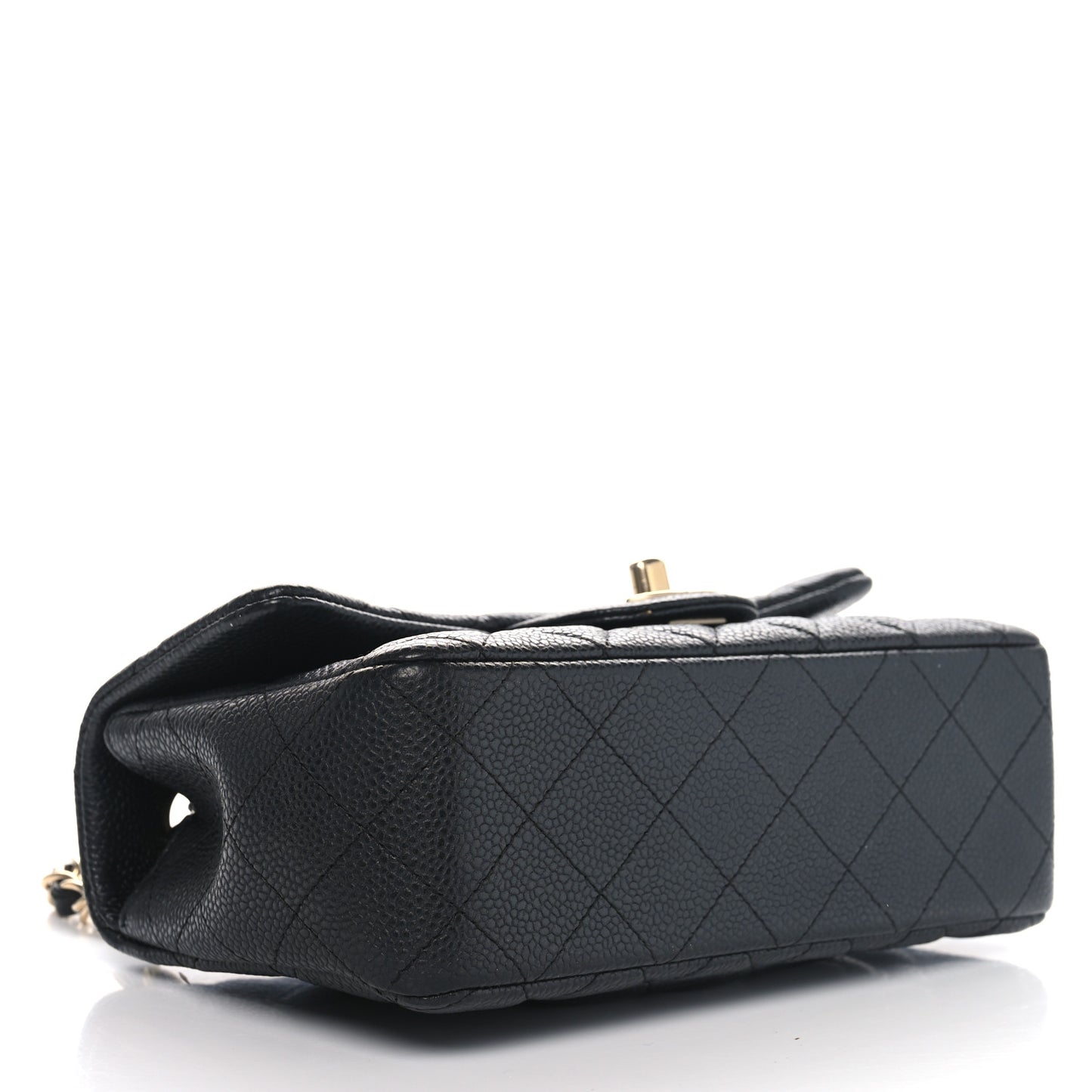 Iridescent Caviar Quilted Mini Rectangular Flap Charcoal