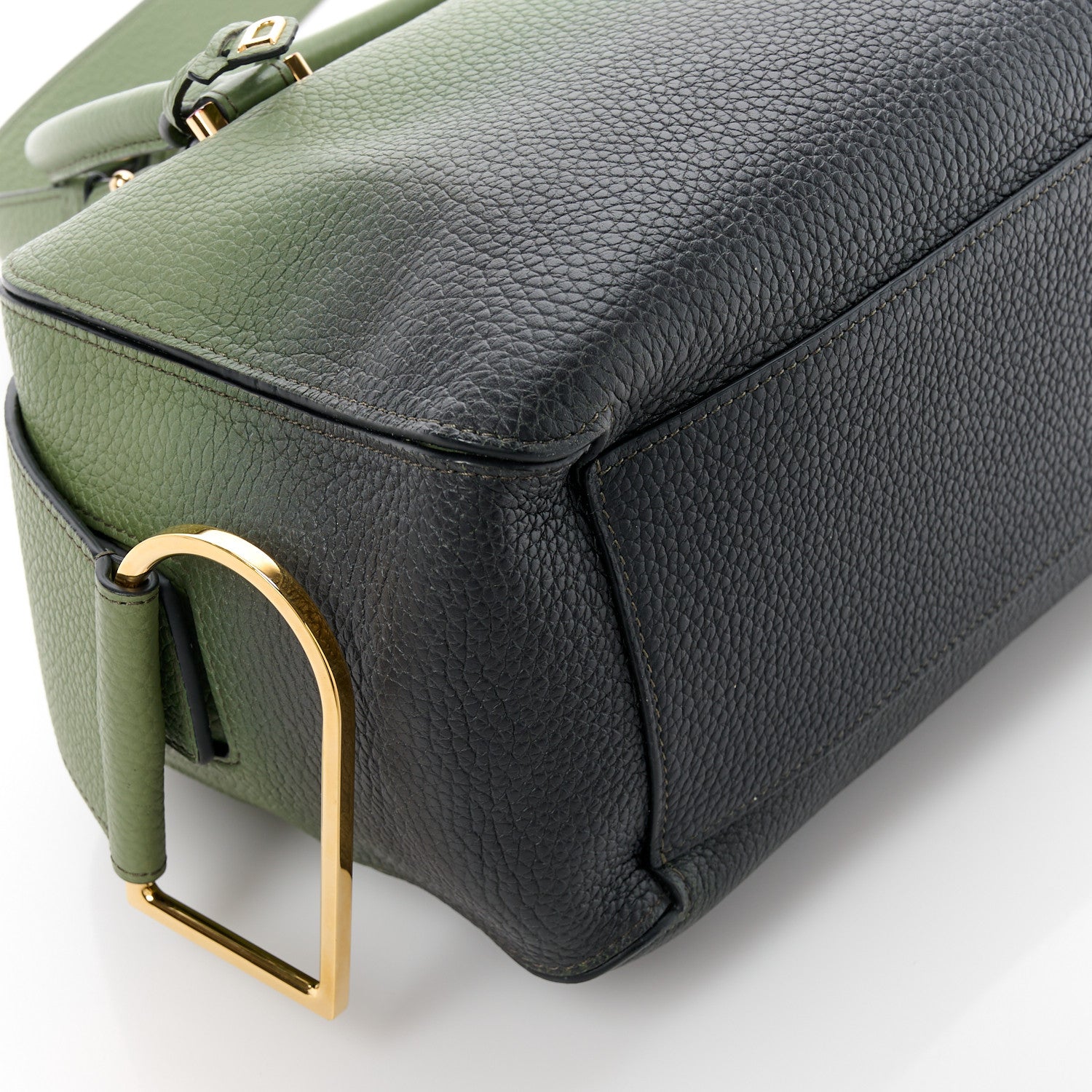 Delvaux Grained Bullskin Gradient Cool Box MM Green Black 9 of 10