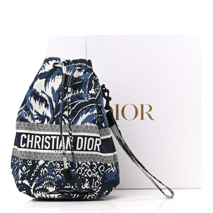 Christian Dior Technical Fabric Embroidered Palm Tree Toile De Jouy DiorTravel Pouch Blue 12 of 12