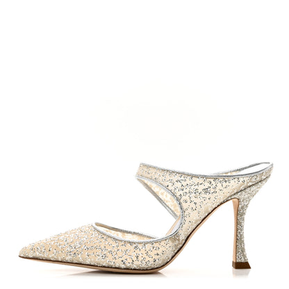 Jimmy Choo Suede Mesh Glitter Bridal Avri 90 Sandals 36 Silver 1 of 7