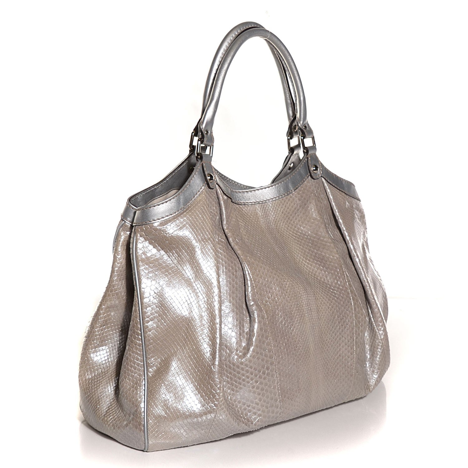 Gucci Metallic Python Large Sukey Tote Silver 3 of 9