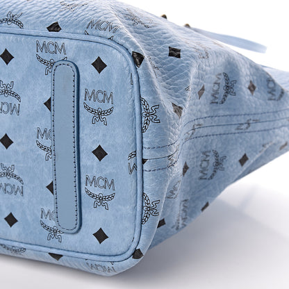 MCM Visetos Medium Anya Zip Top Shopper Tote Blue 10 of 12