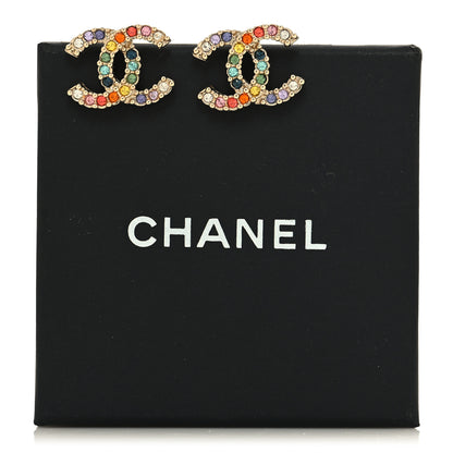 Chanel Crystal Over The Rainbow CC Earrings Gold Multicolor 5 of 5
