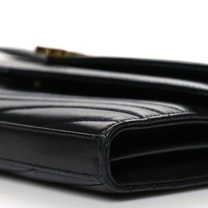Saint Laurent Lambskin Matelasse Chevron Monogram Sulpice Chain Wallet Black 11 of 13