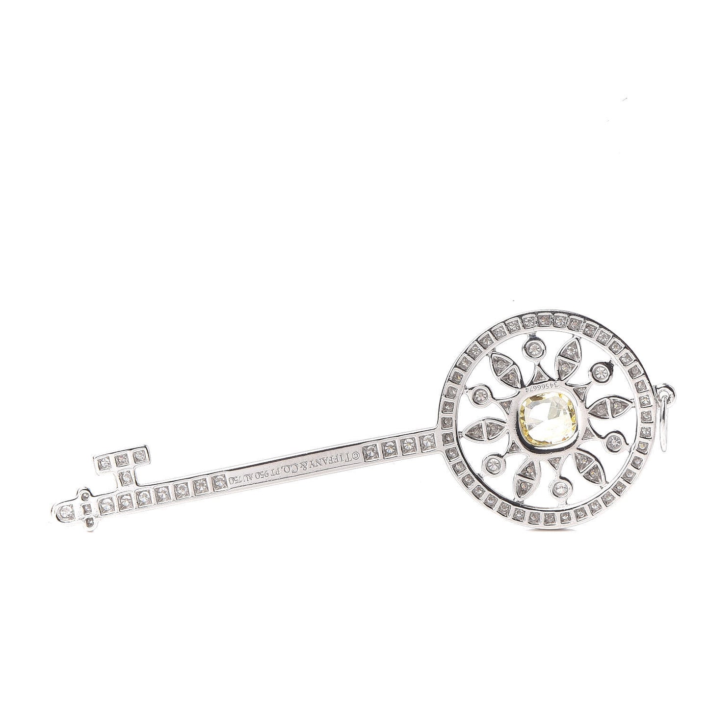 Platinum 18K Yellow Gold Fancy Yellow Diamond Star Key Pendant