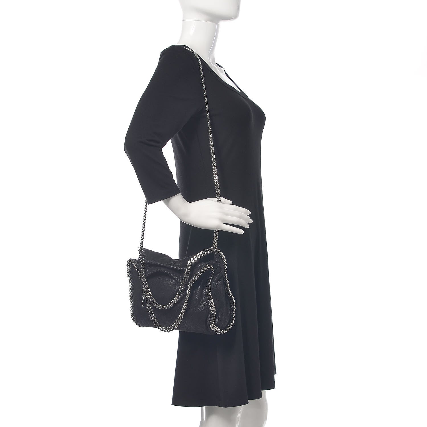 Stella McCartney Shaggy Deer Mini Falabella Fold Over Tote Black 2 of 10