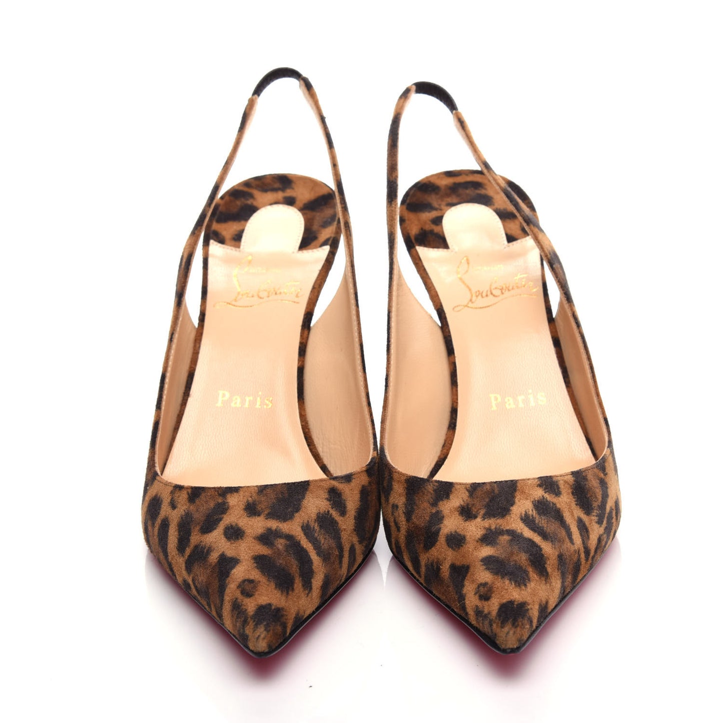 Veau Velours Leopard Clare Sling 80 Pumps 37.5 Caramel