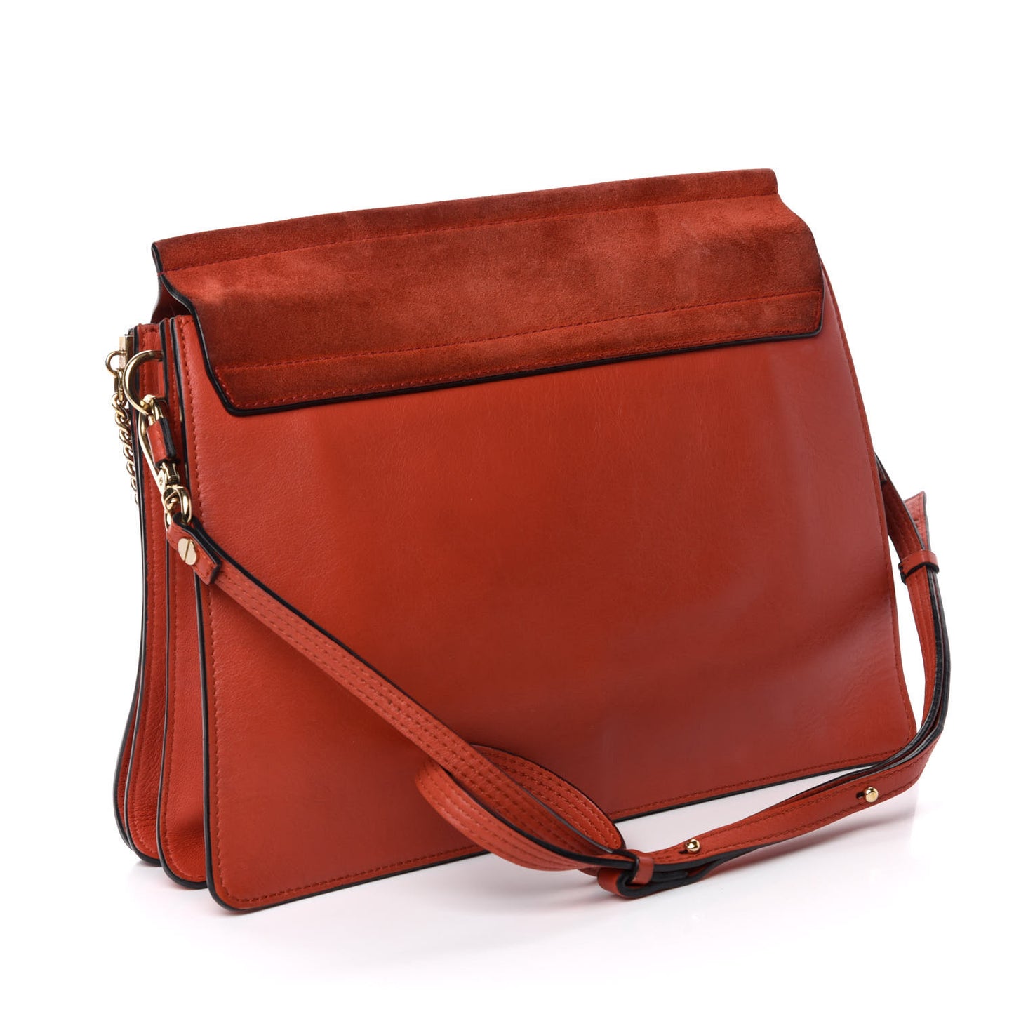 Calfskin Suede Medium Faye Shoulder Bag Sepia Red