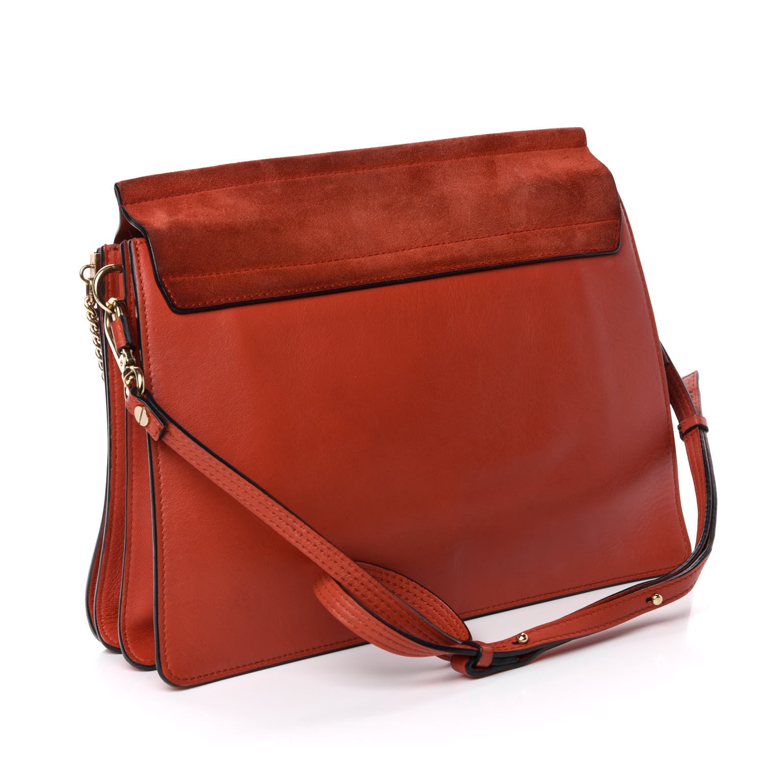 Chloe Calfskin Suede Medium Faye Shoulder Bag Sepia Red 3 of 10