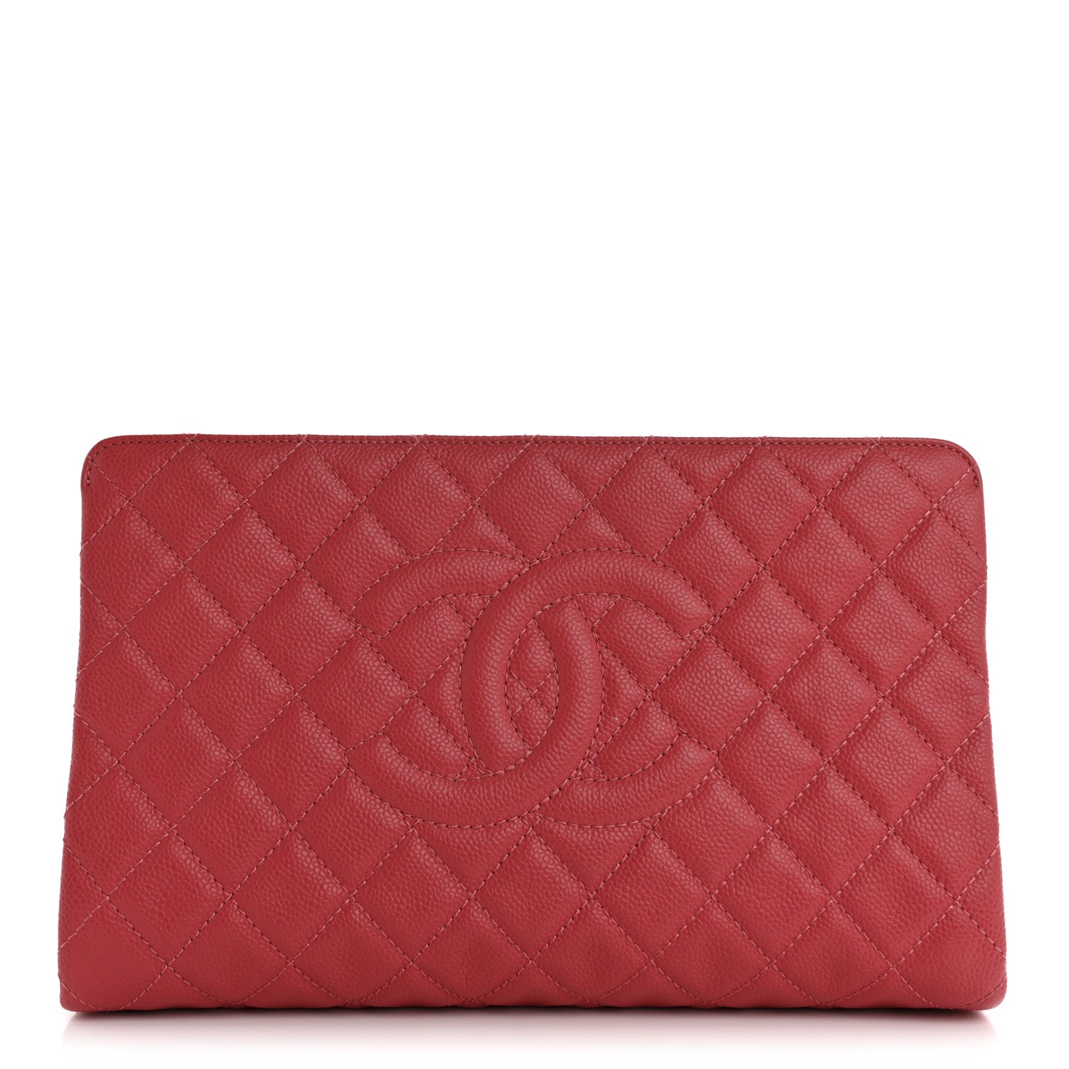 Chanel Caviar Quilted CC Large Clutch Coral 1 of 10