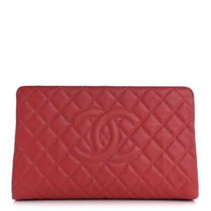 Chanel Caviar Quilted CC Large Clutch Coral 1 of 10