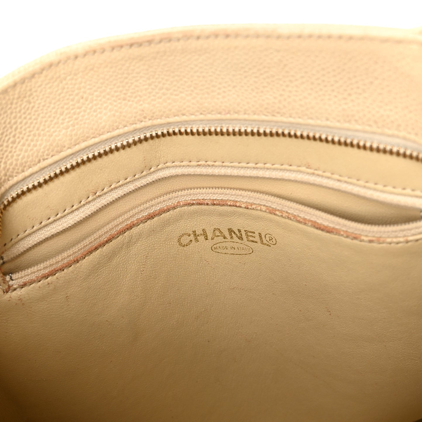 Caviar Quilted Medallion Tote Light Beige