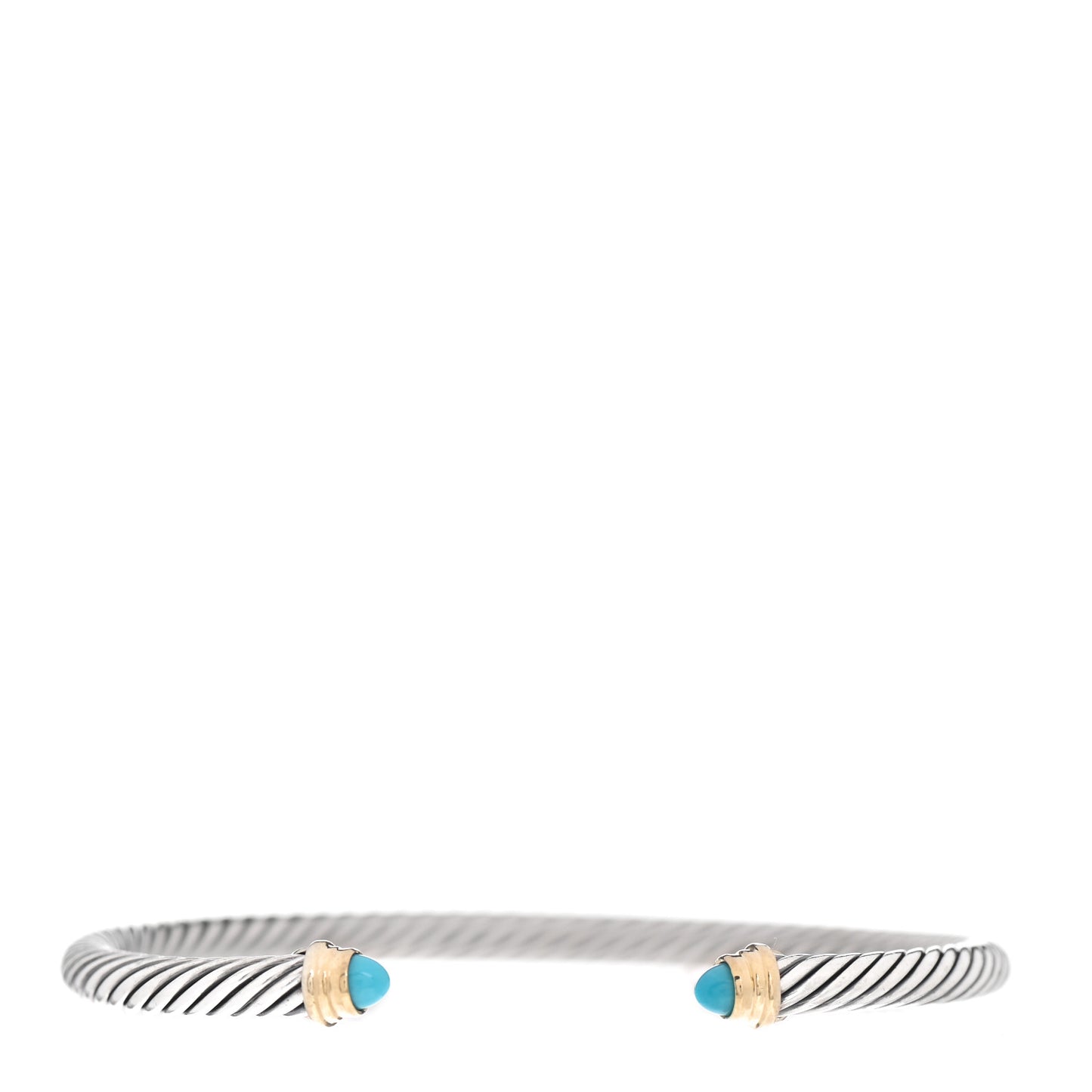 Sterling Silver 18K Yellow Gold Turquoise 4mm Cable Classics Bracelet
