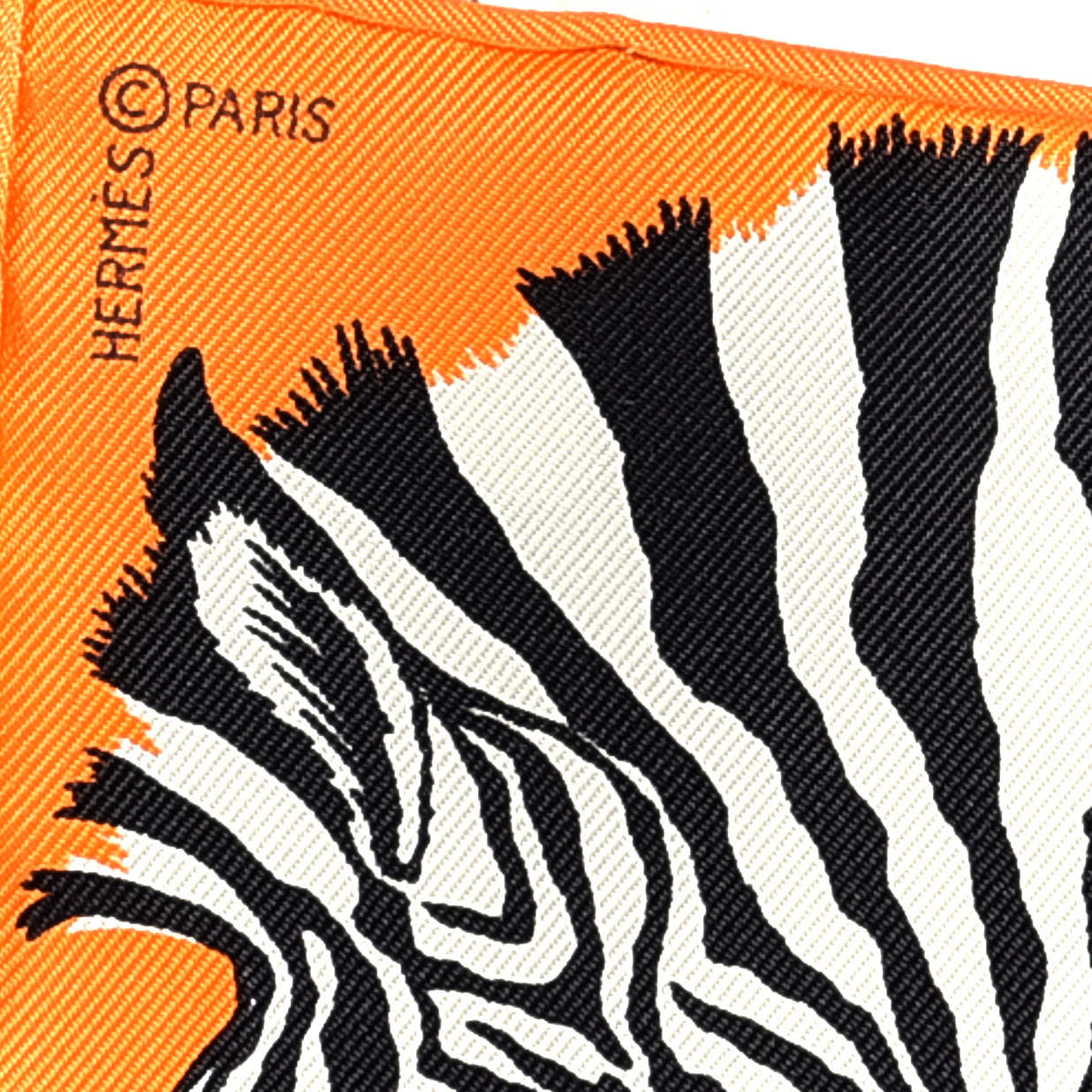 Hermes Silk Carre Zebra Pegasus Nano Scarf 20 Orange Vif Black