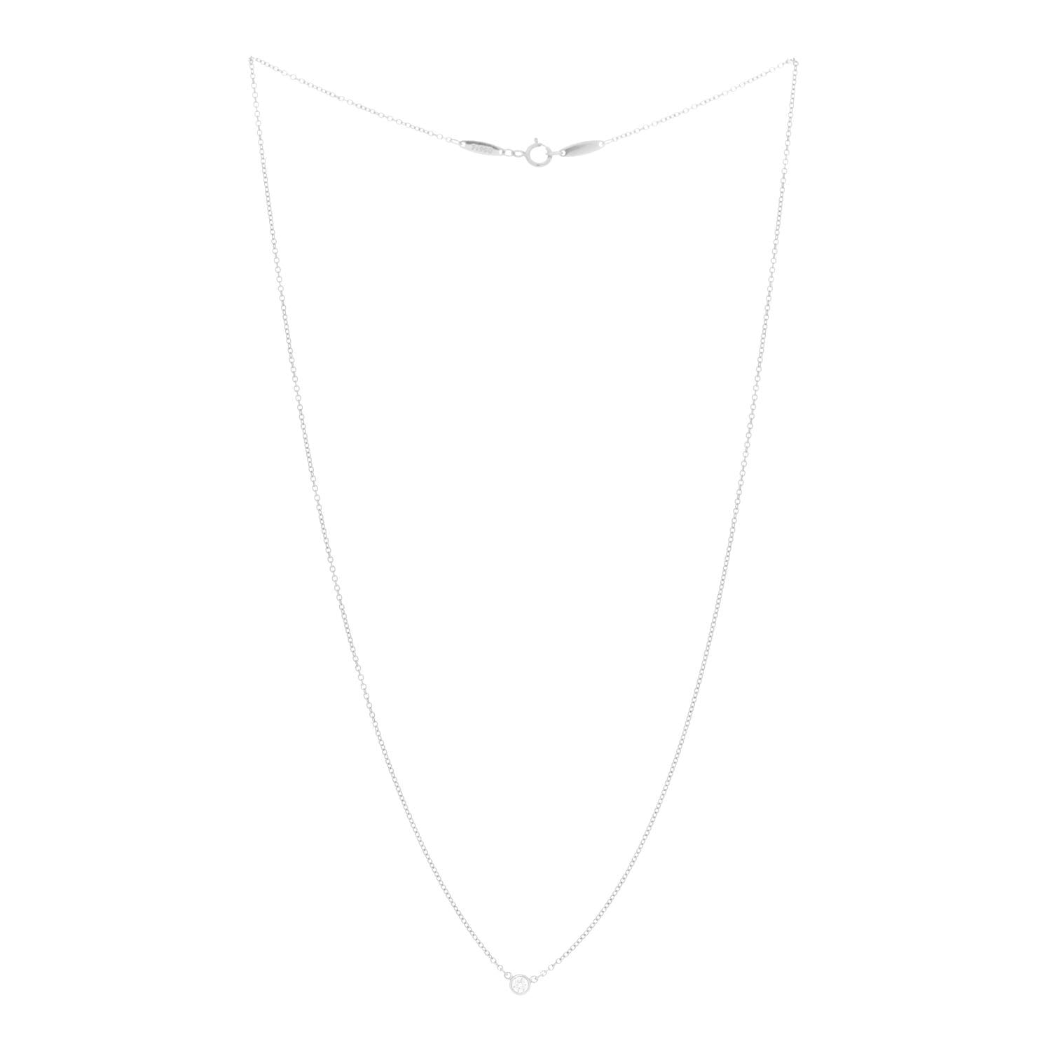 Tiffany Platinum Diamond .08ct Elsa Peretti Diamonds by the Yard Pendant Necklace 3 of 5